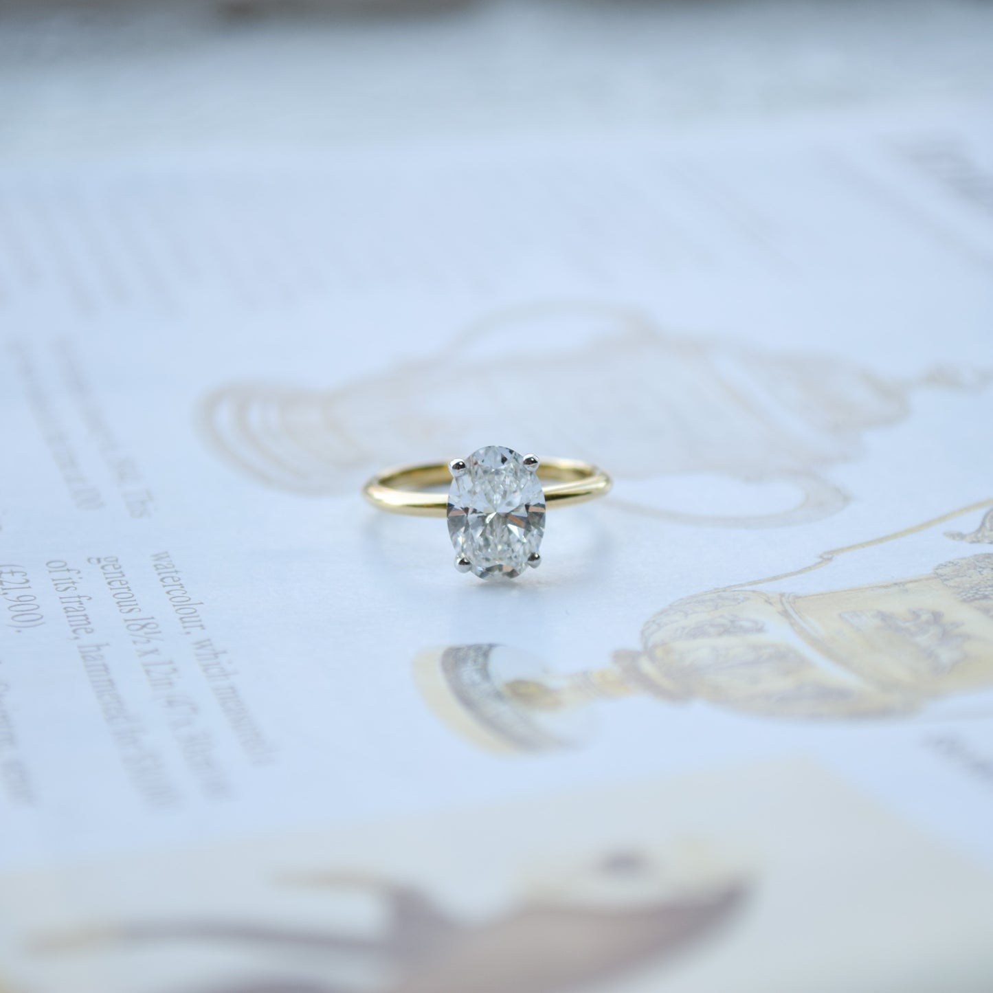 2ct oval diamond ring in 18ct yellow gold