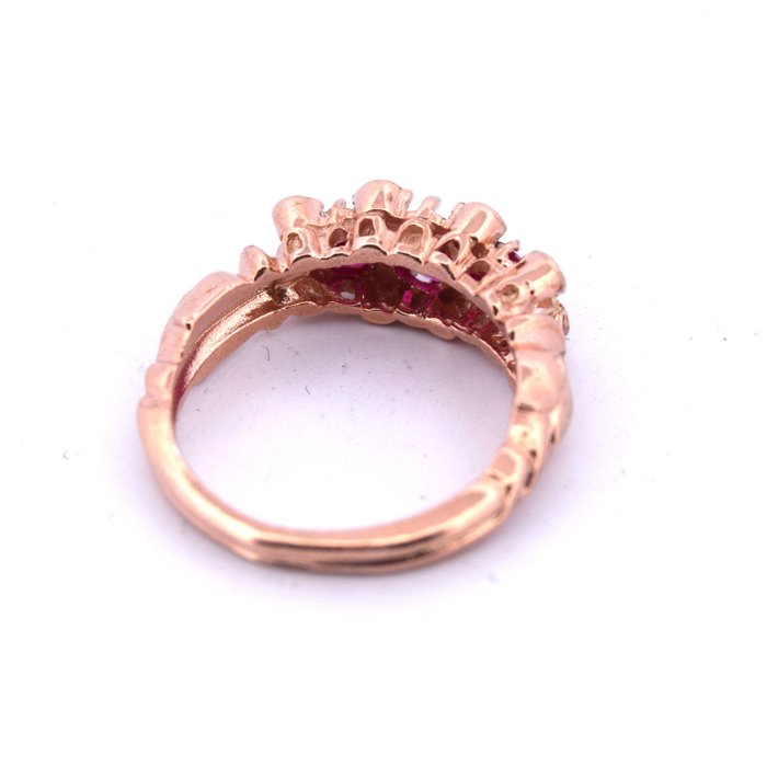 Ruby & diamond 9ct rose gold ring
