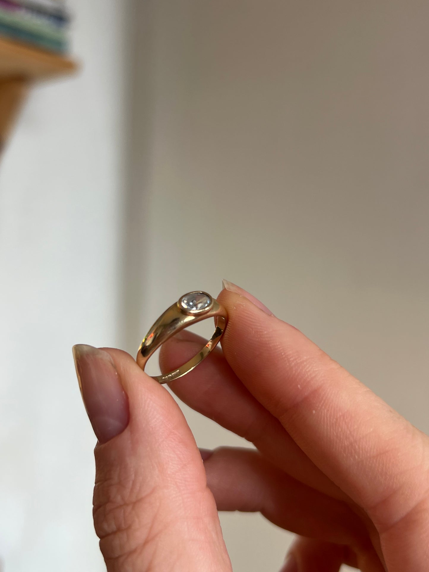 CZ 9ct gold gypsy ring
