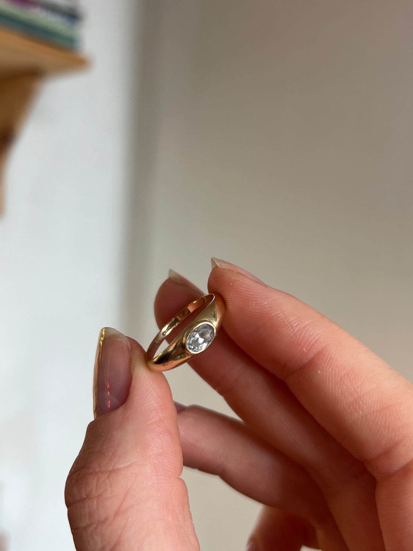 CZ 9ct gold gypsy ring