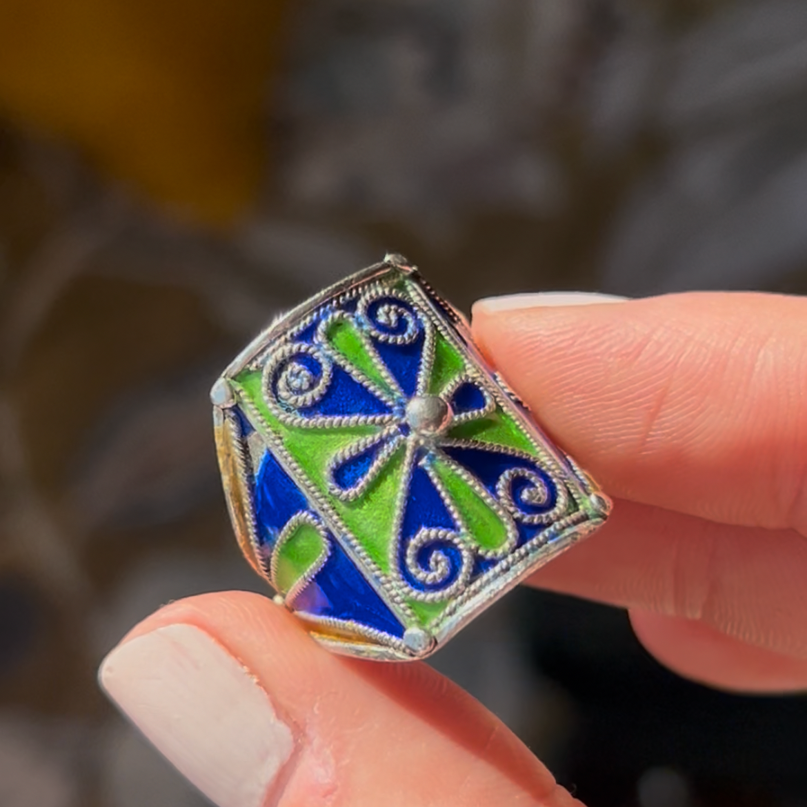 Maltese filigree enamel ring