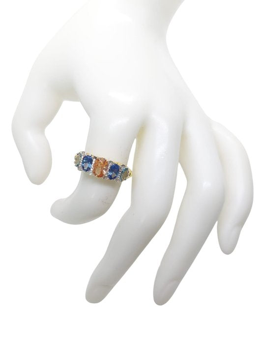 Sapphire & aquamarine 9ct & silver ring