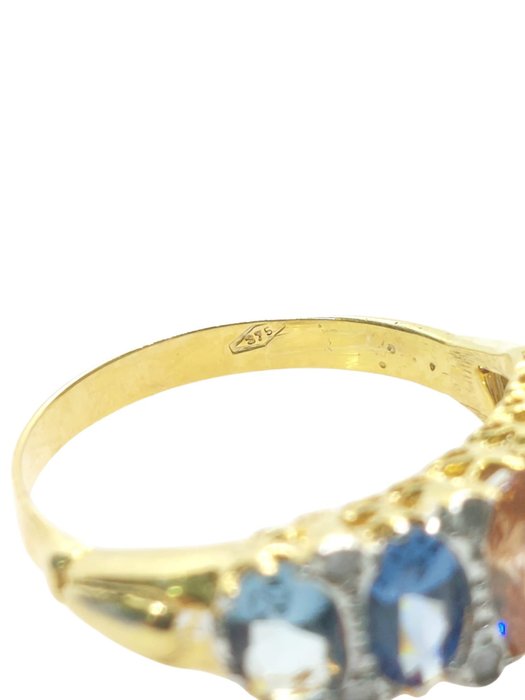 Sapphire & aquamarine 9ct & silver ring