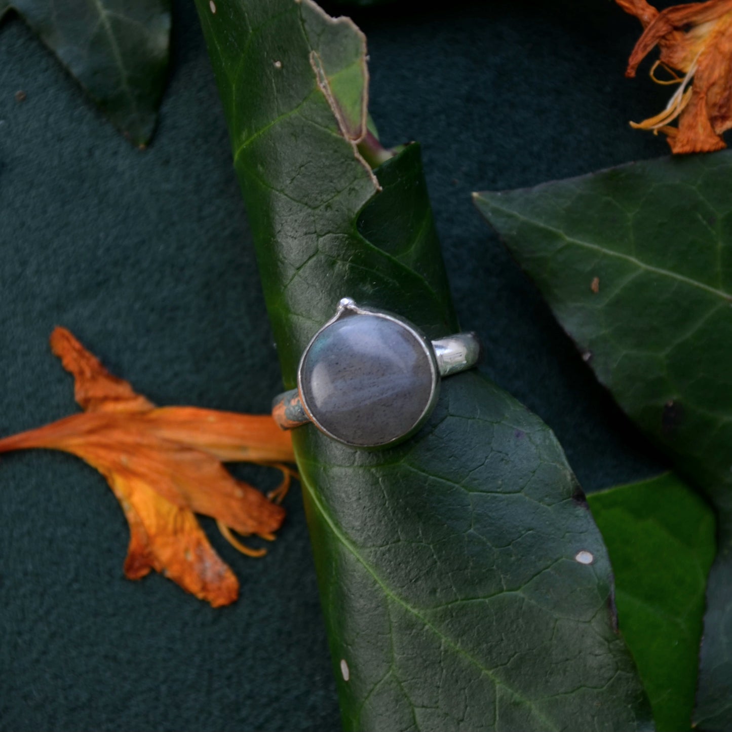 Smoky labradorite ring