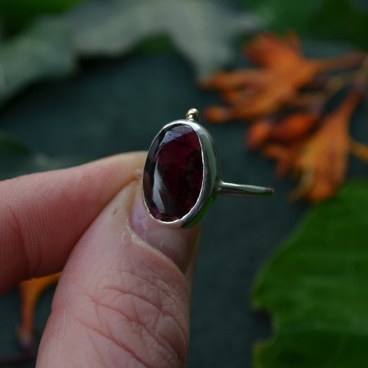 Garnet gold drop ring