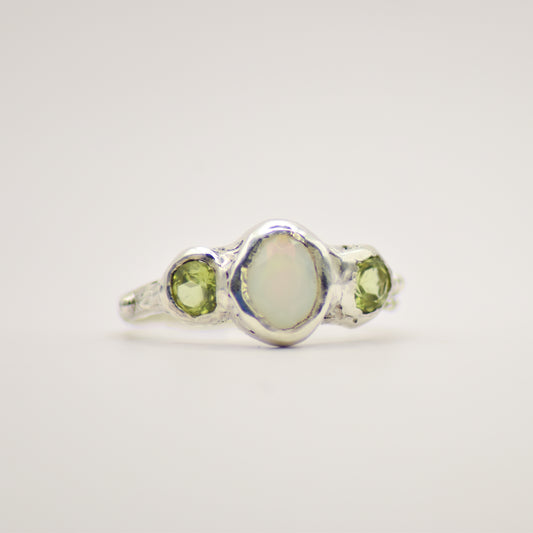 Opal and peridot ring