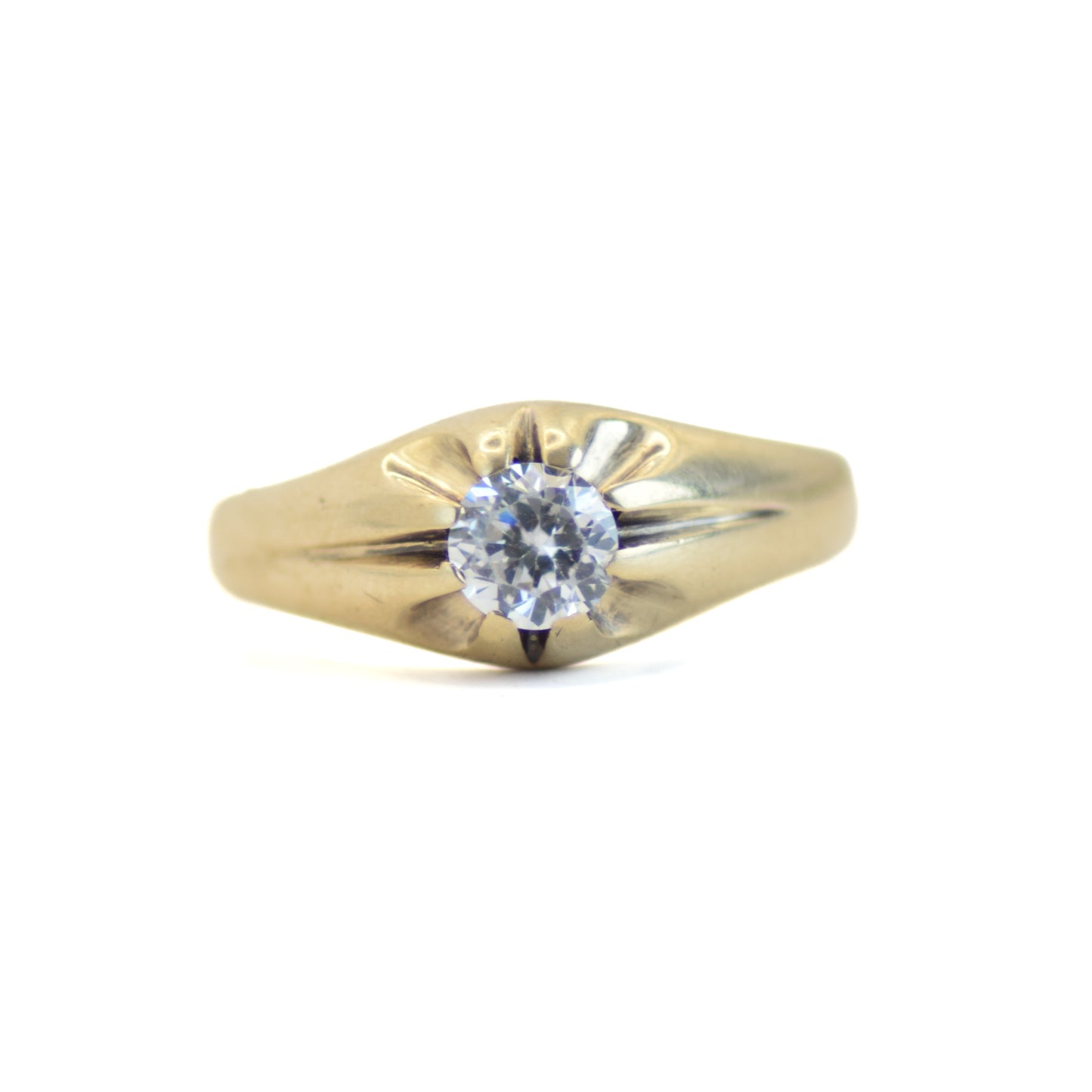Vintage men's CZ 9k gold solitaire ring