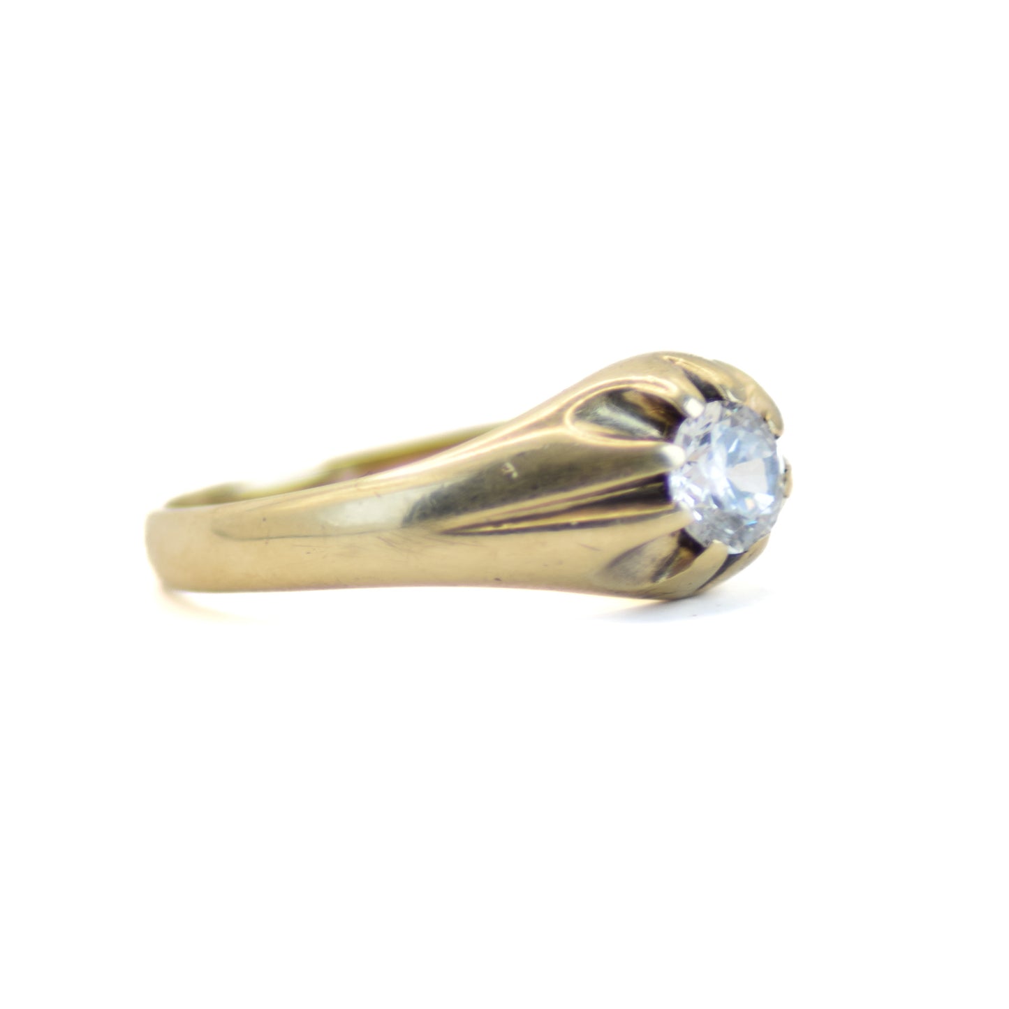 Vintage men's CZ 9k gold solitaire ring