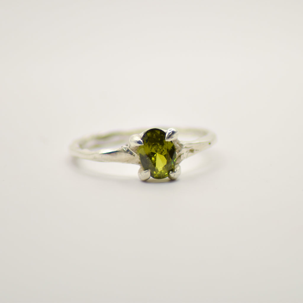 Dainty green tourmaline ring