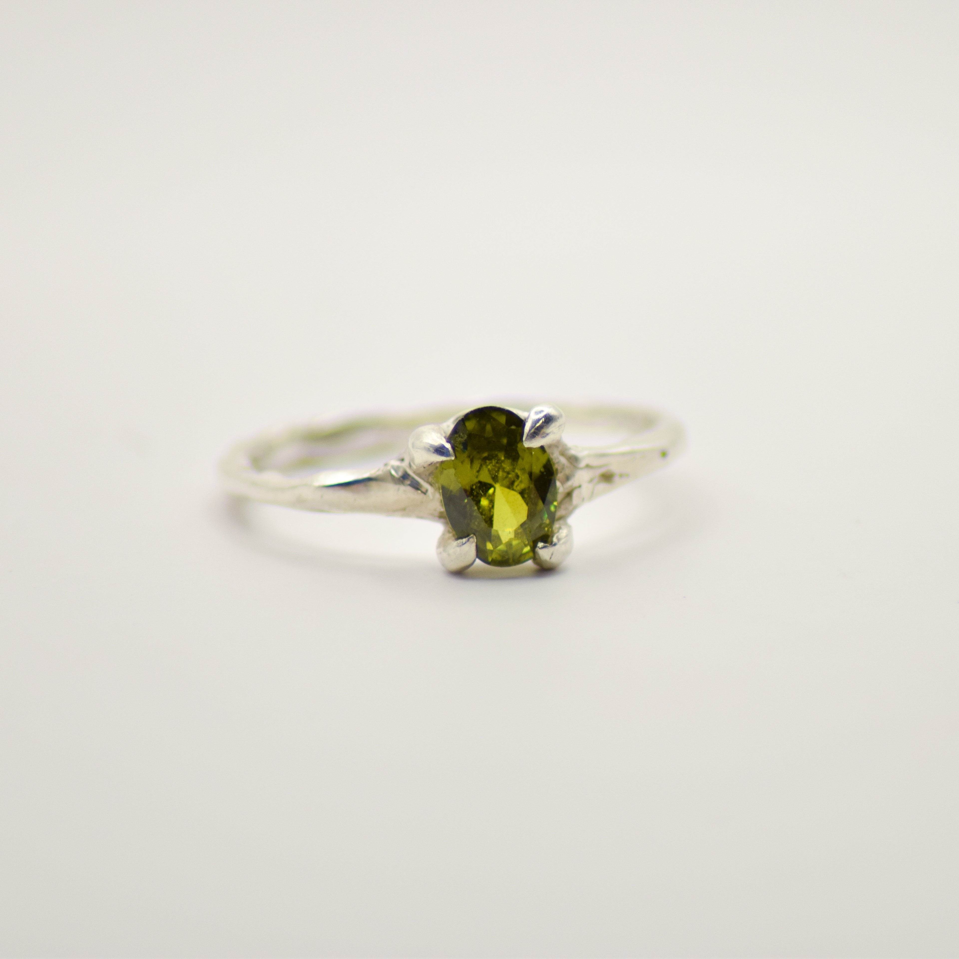 Dainty green tourmaline ring