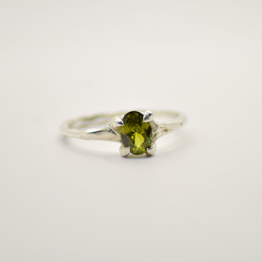Dainty green tourmaline ring