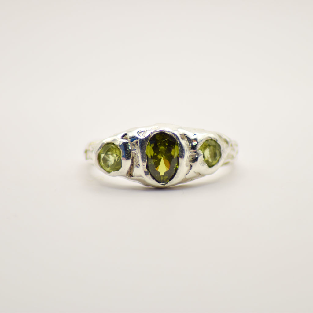 Tourmaline and peridot ring
