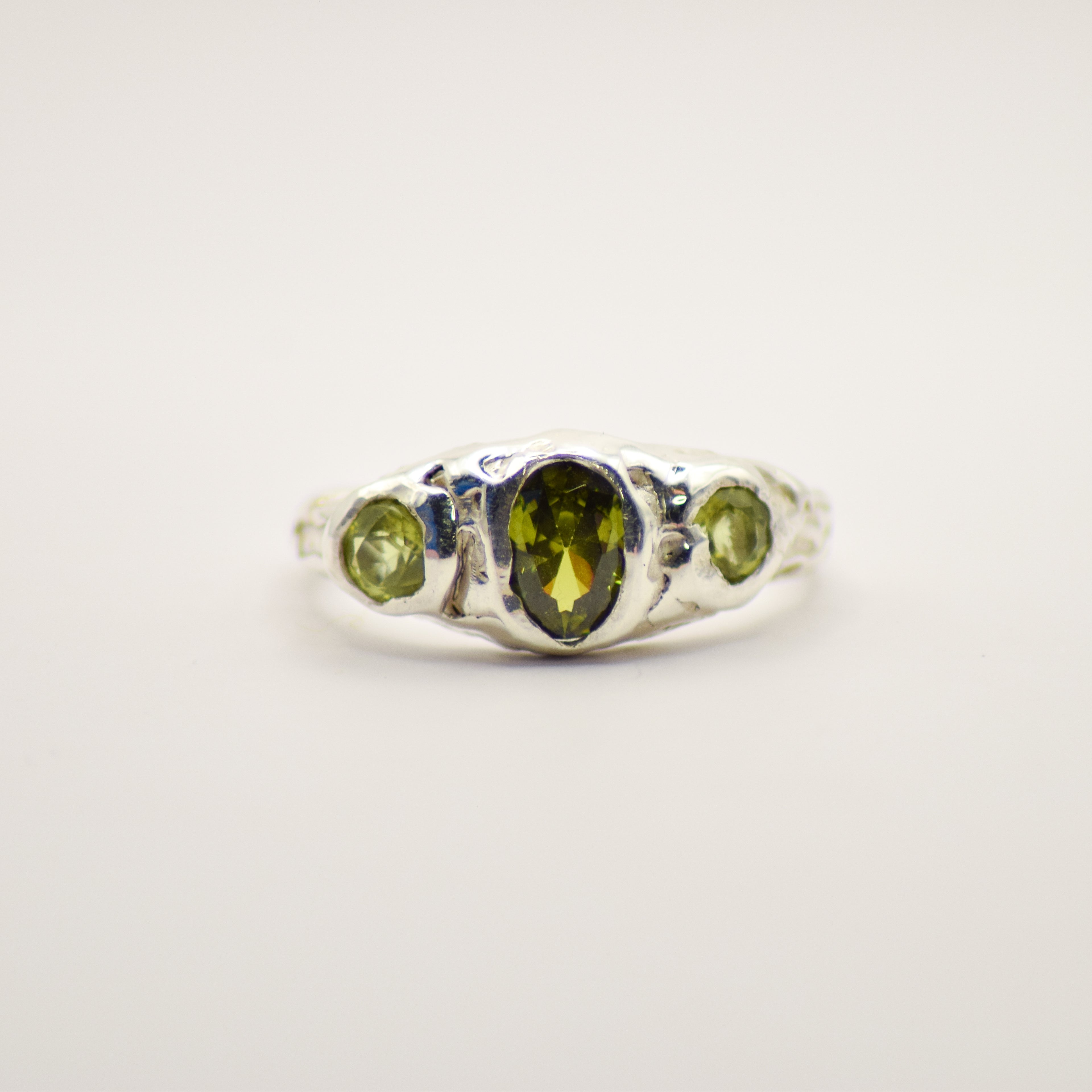 Tourmaline and peridot ring