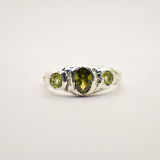 Tourmaline and peridot ring