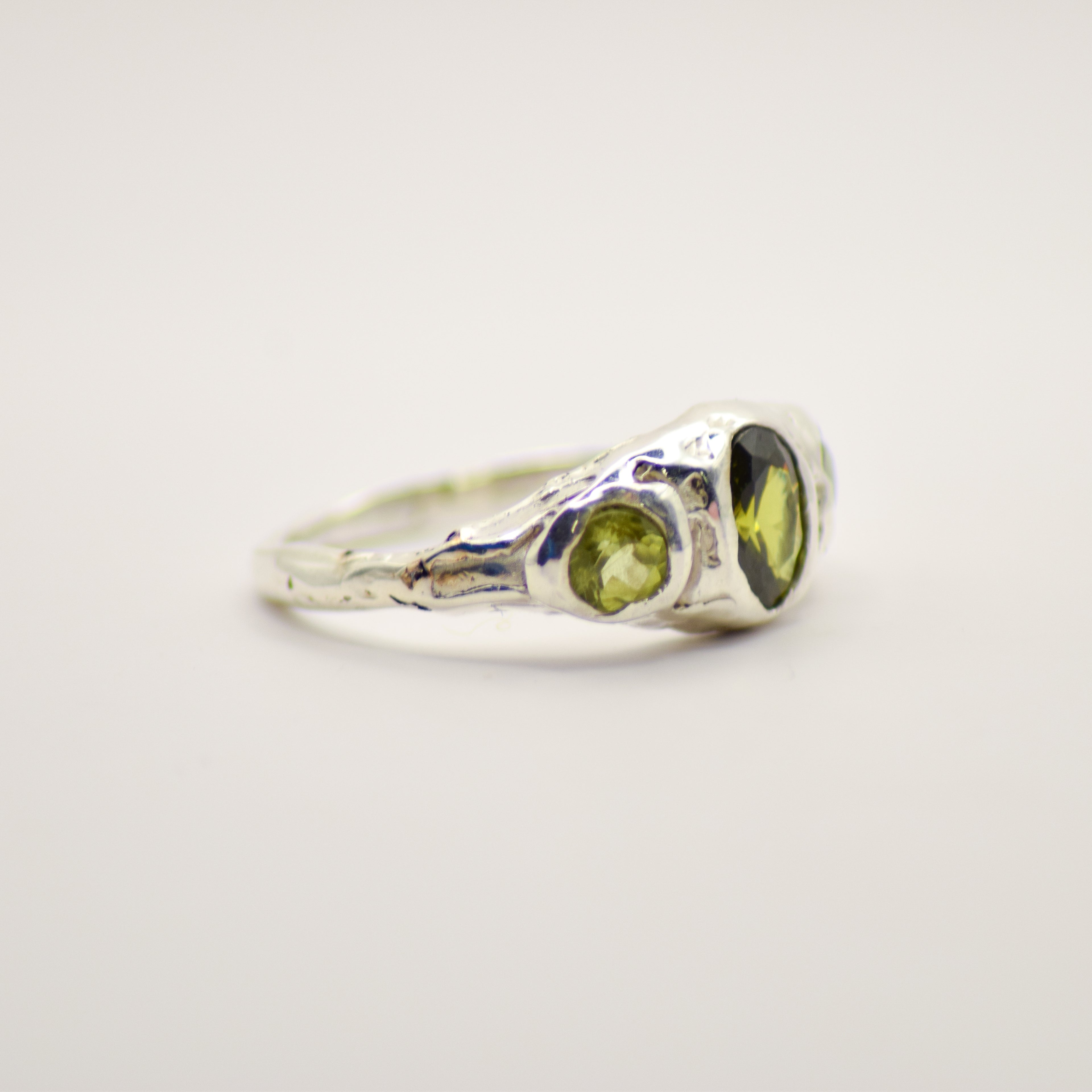 Tourmaline and peridot ring