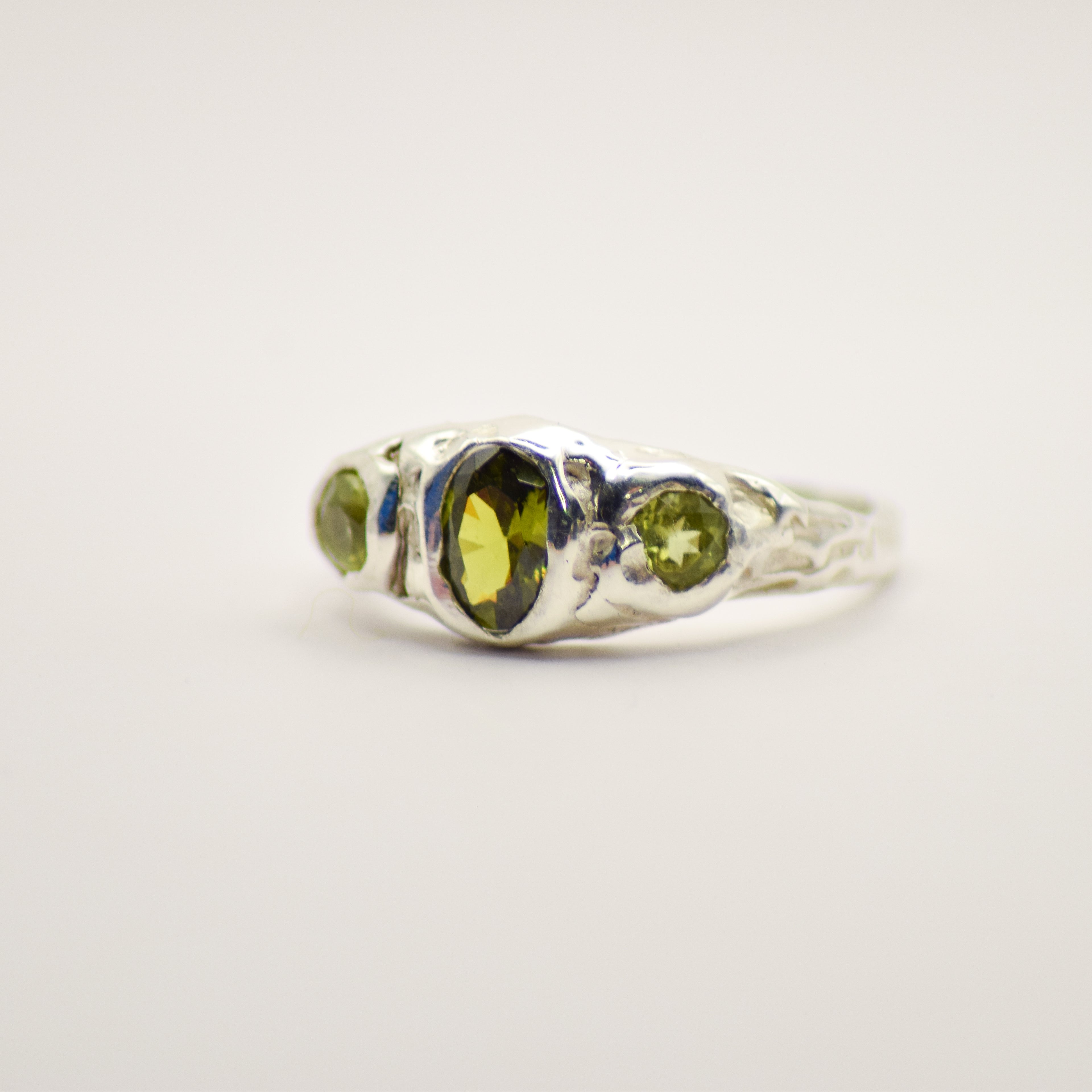 Tourmaline and peridot ring
