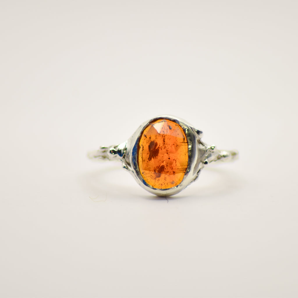 Small orange kyanite ring