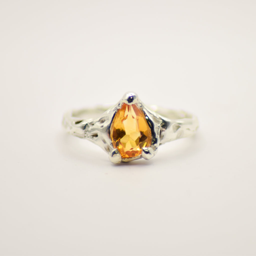 Citrine claw set ring