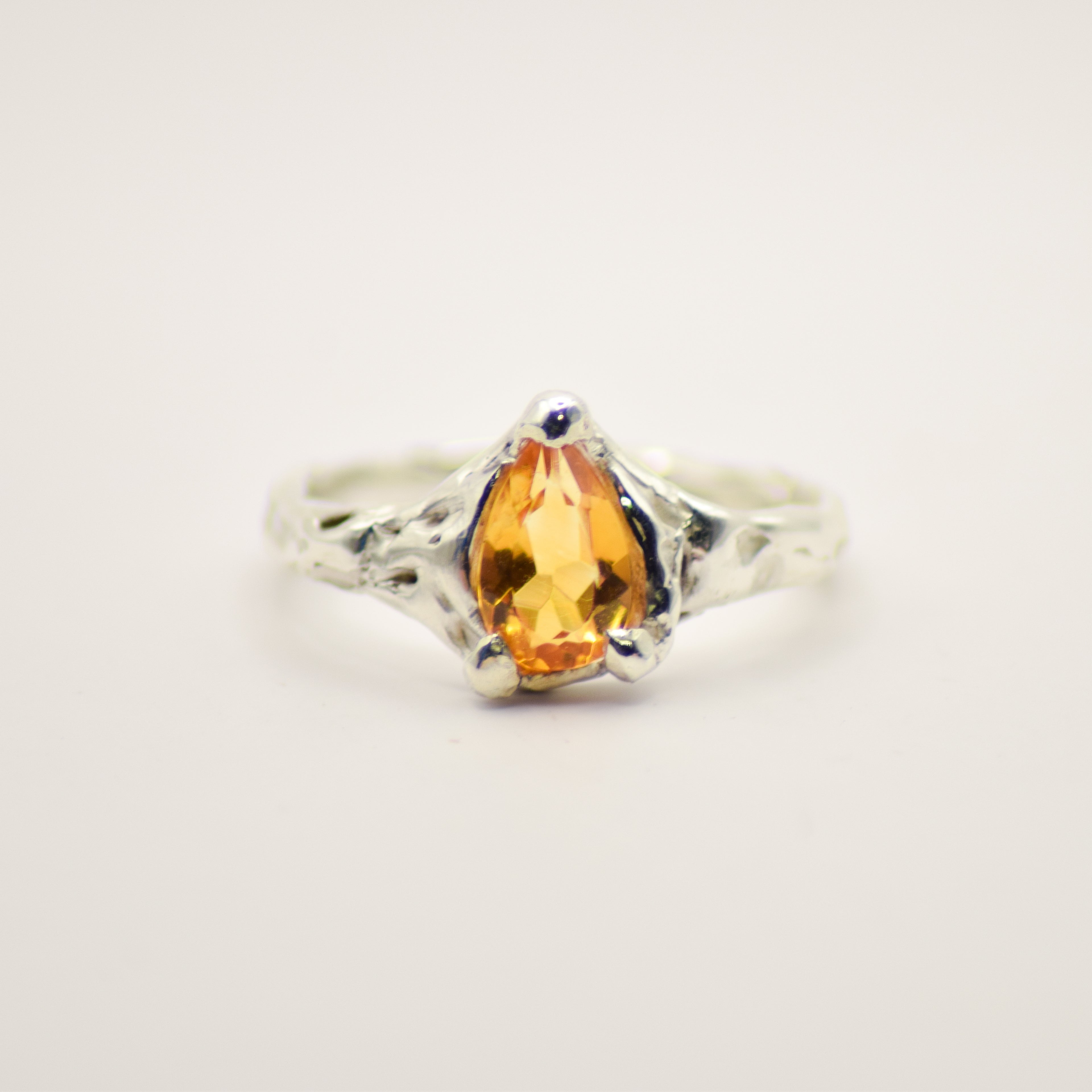Citrine claw set ring