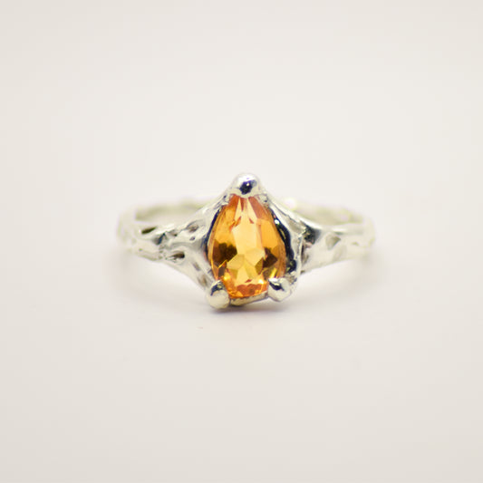 Citrine claw set ring