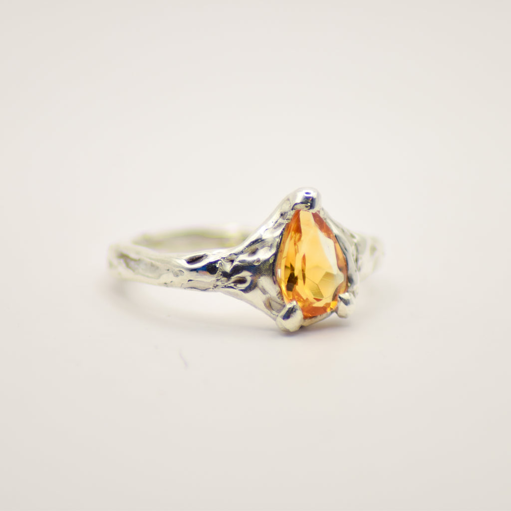 Citrine claw set ring