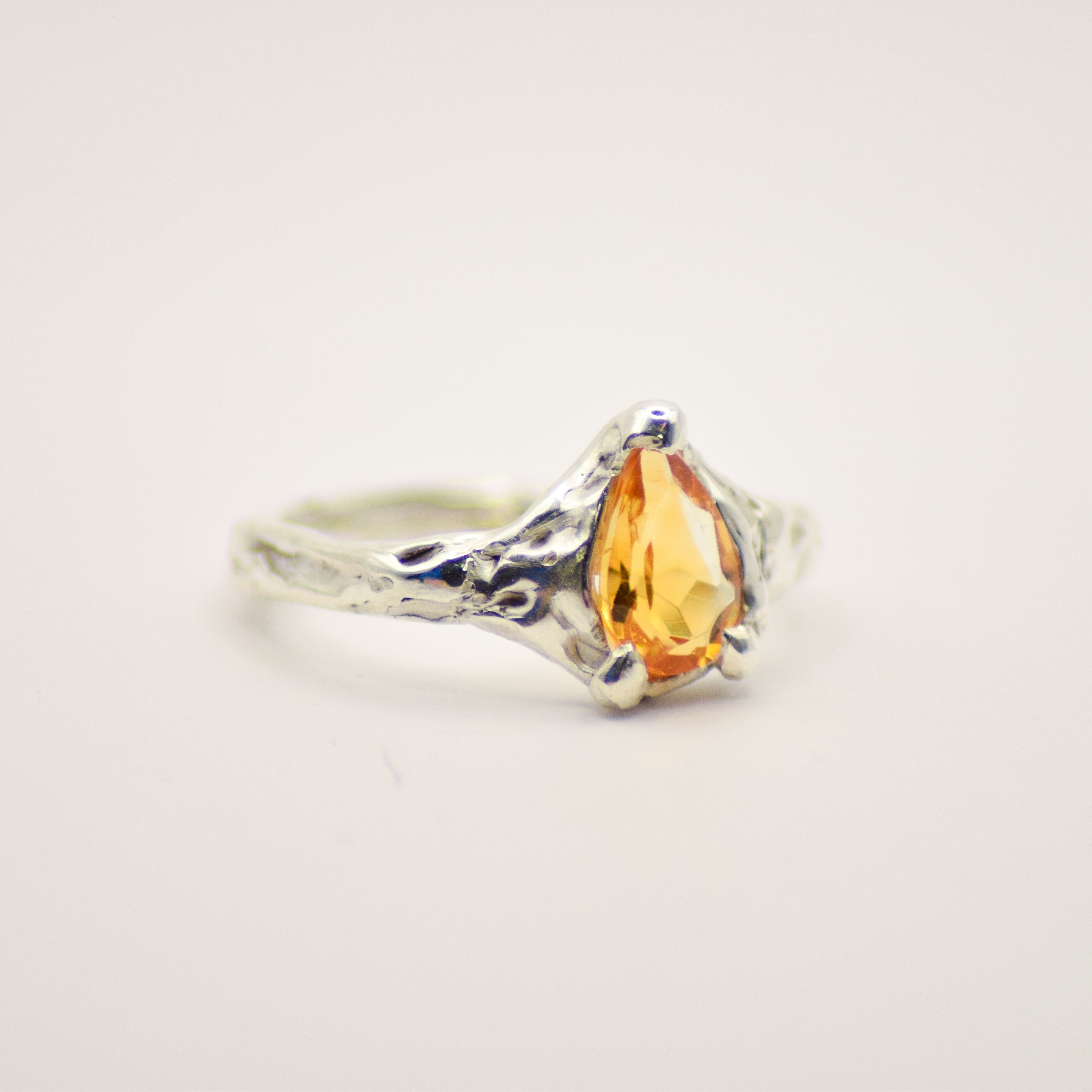 Citrine claw set ring