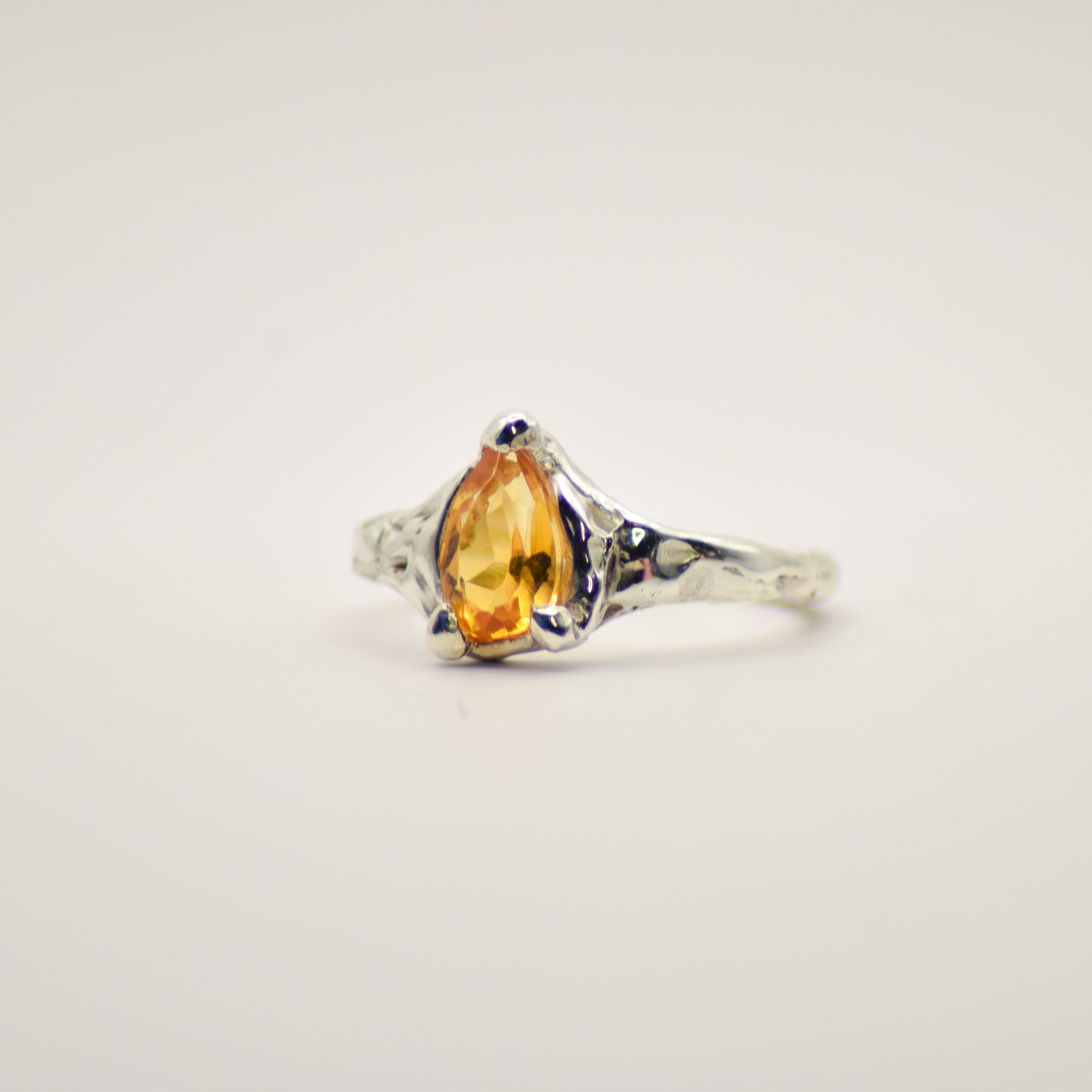 Citrine claw set ring