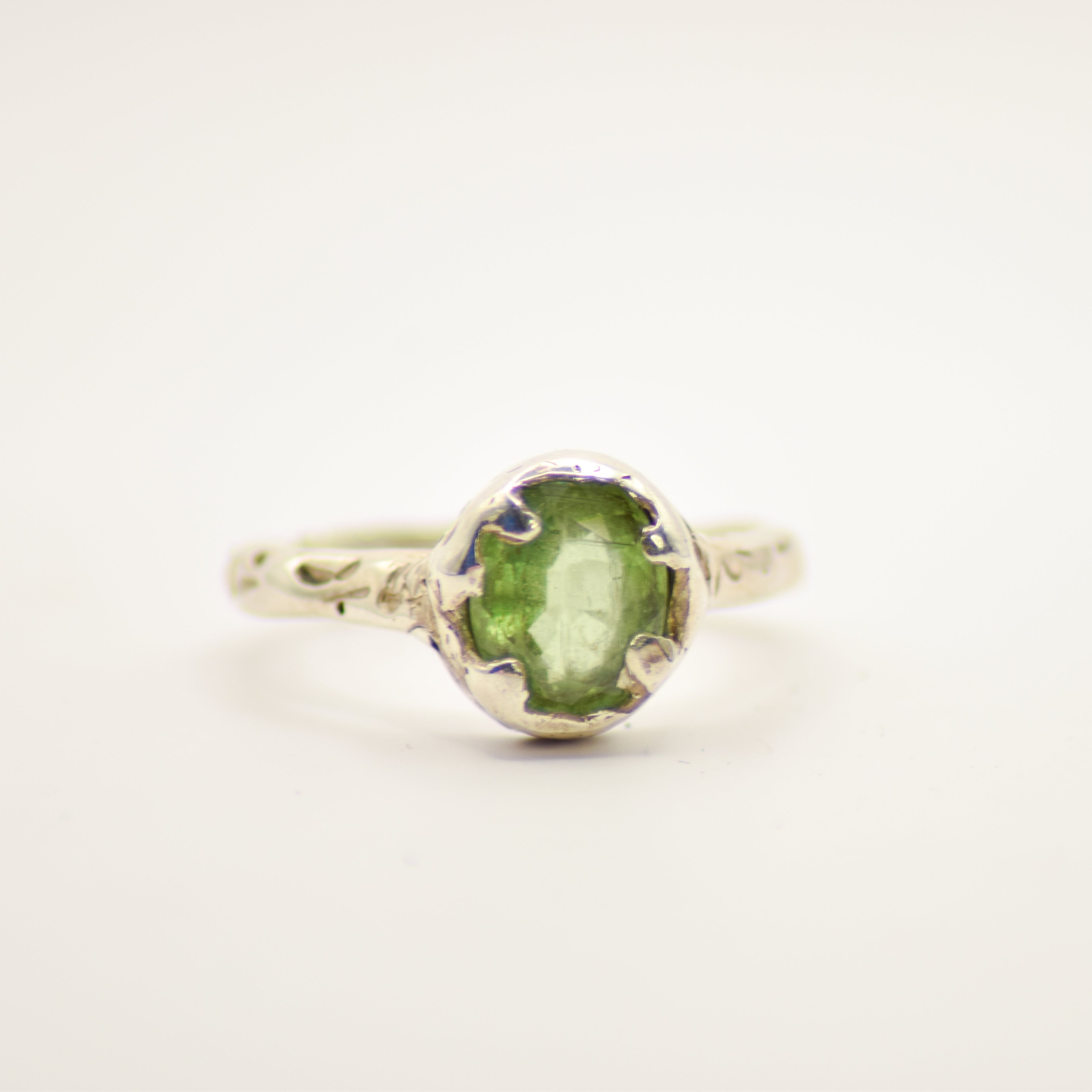 Small green kyanite ring