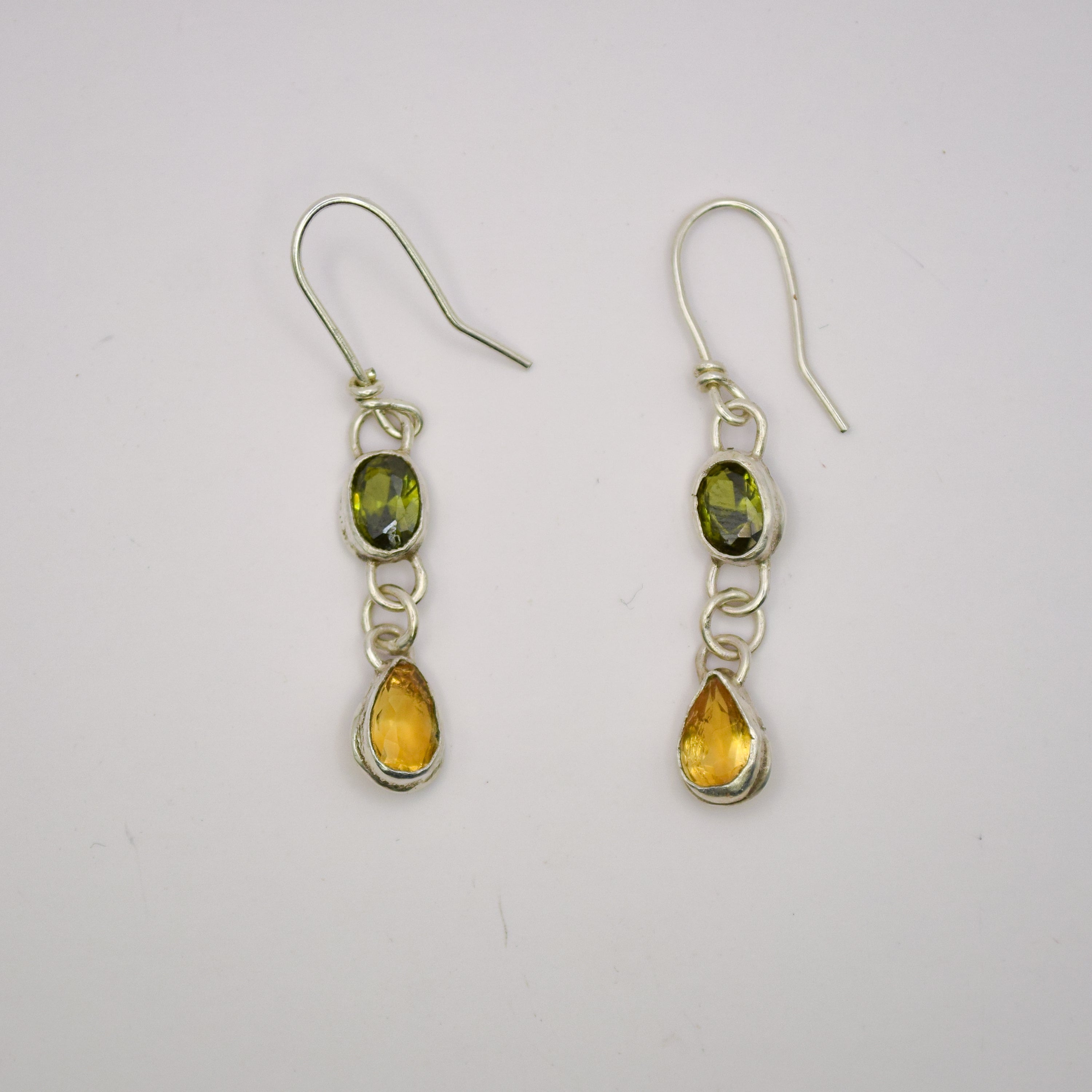Green tourmaline & citrine dangle earrings