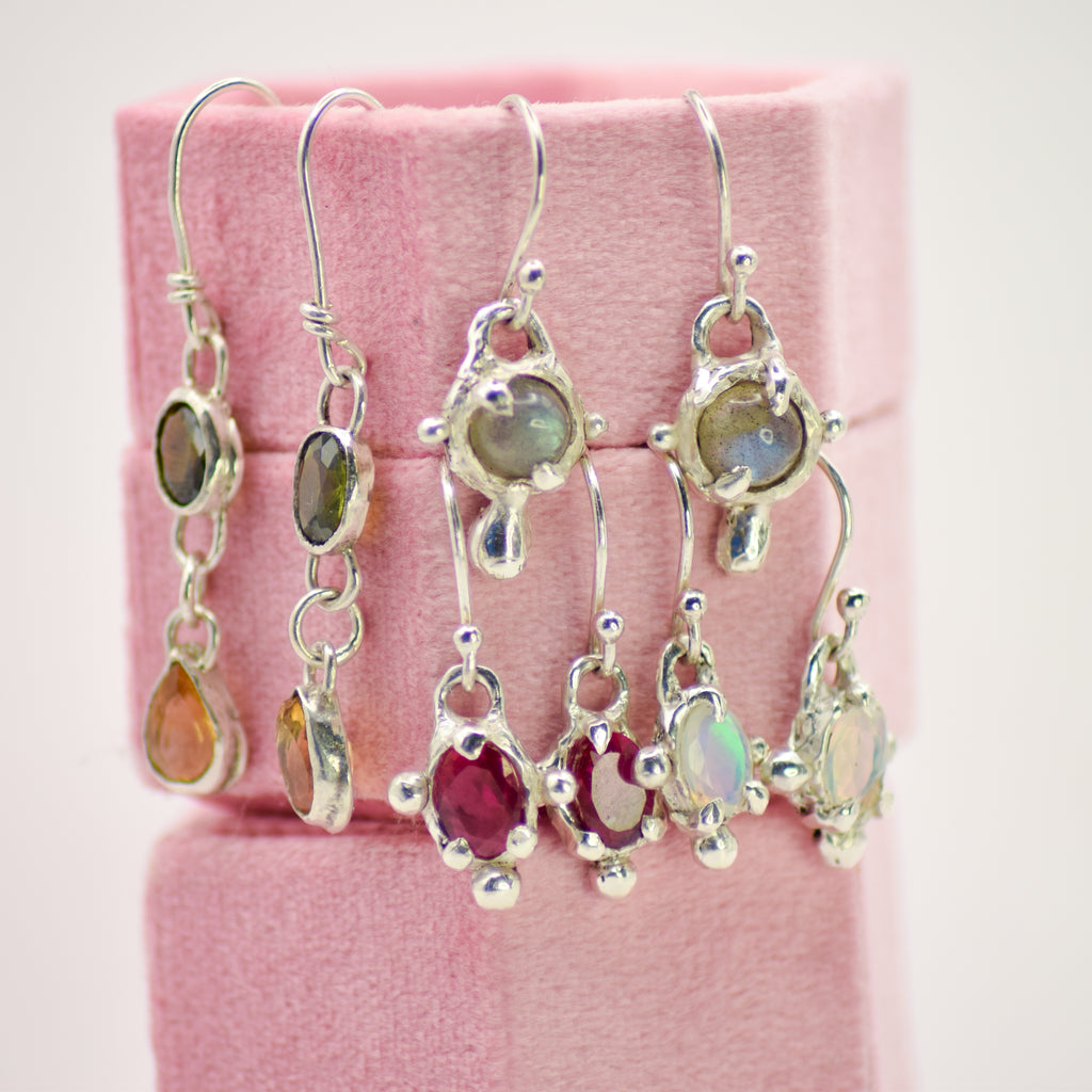 Green tourmaline & citrine dangle earrings