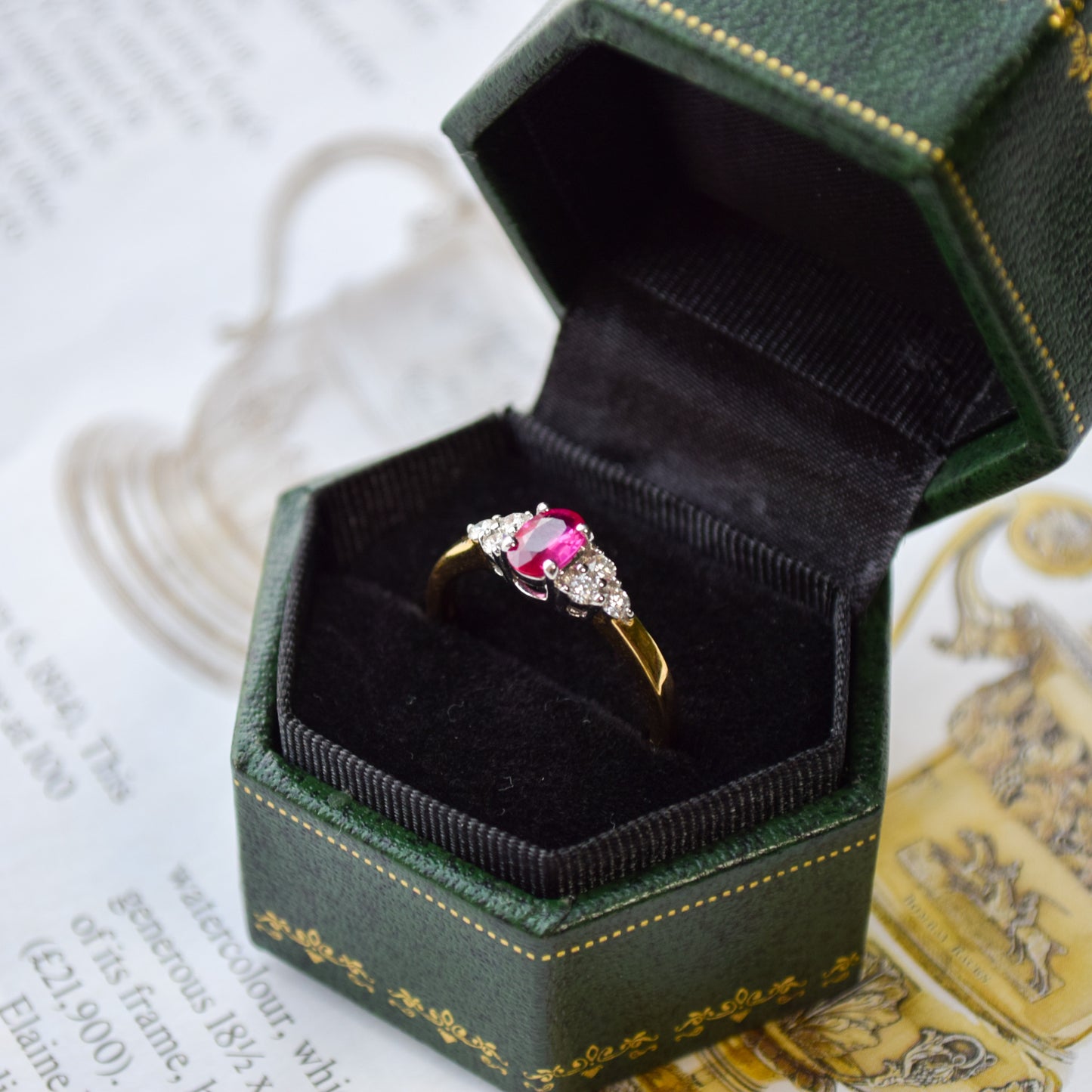 Ruby and diamond 18k yellow ring