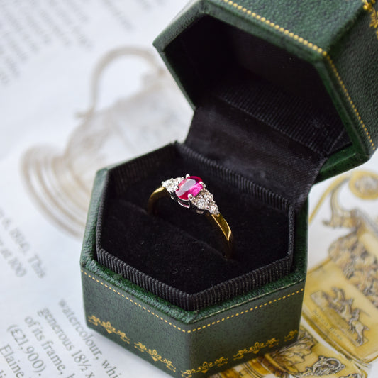 Ruby and diamond 18k yellow ring