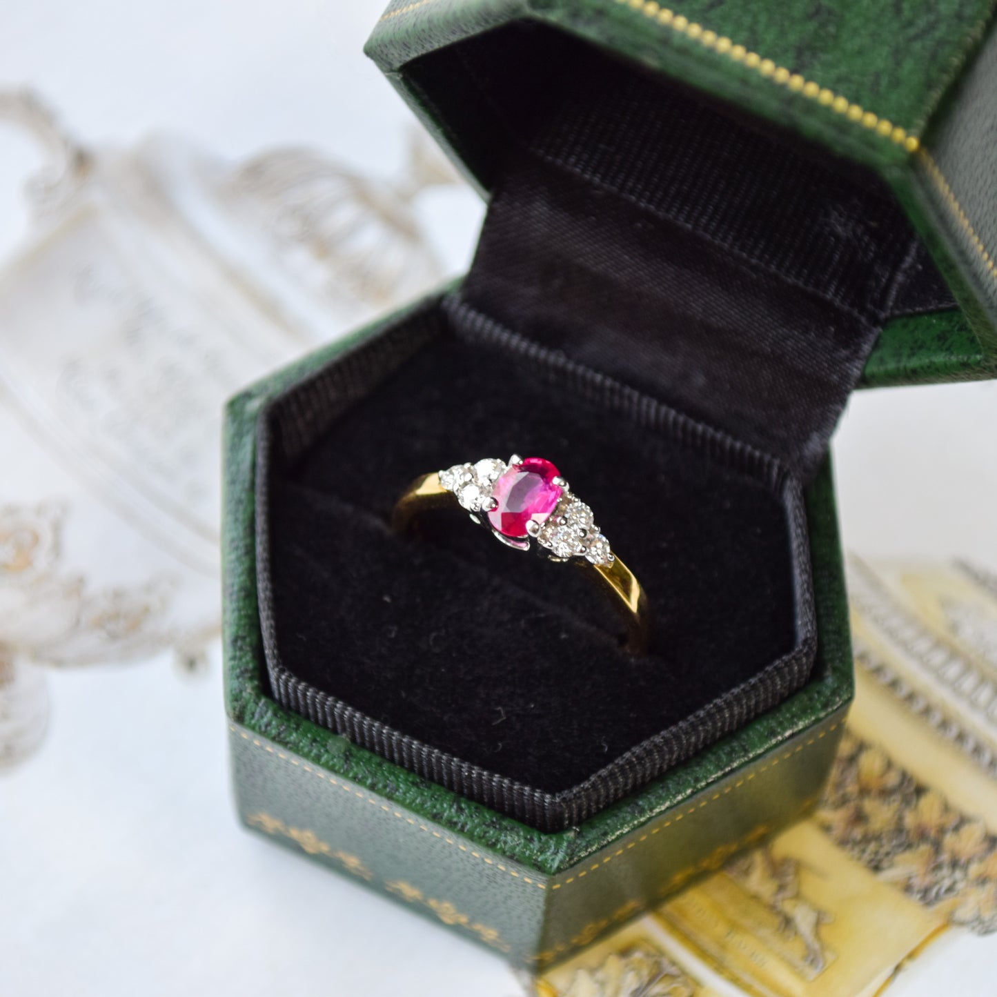 Ruby and diamond 18k yellow ring