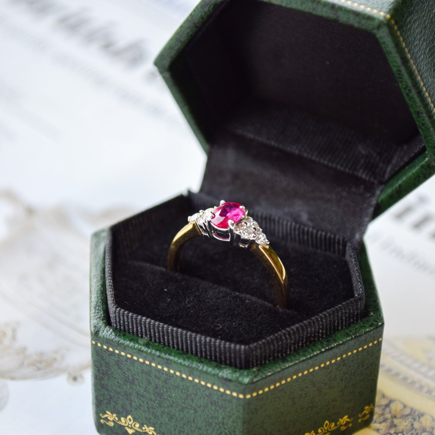 Ruby and diamond 18k yellow ring
