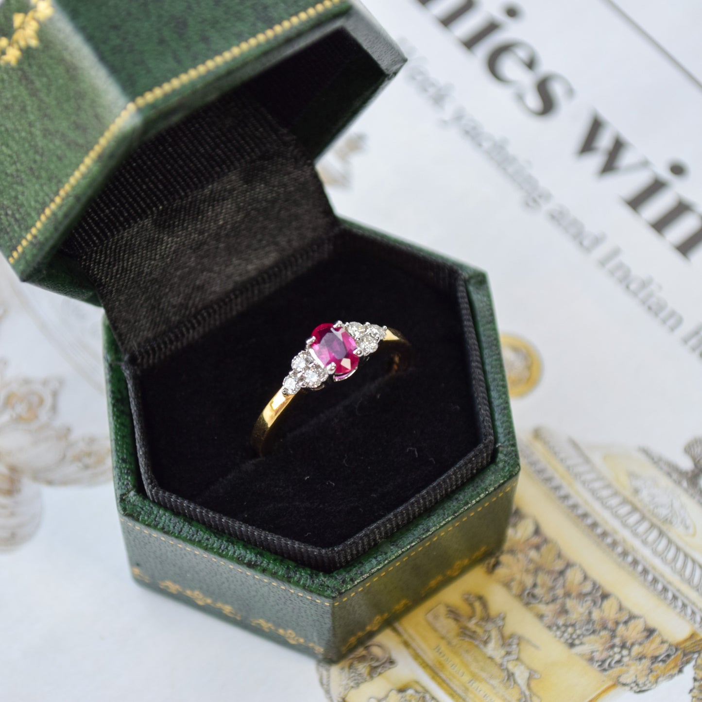 Ruby and diamond 18k yellow ring