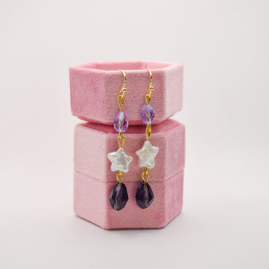 Star drop gold earrings