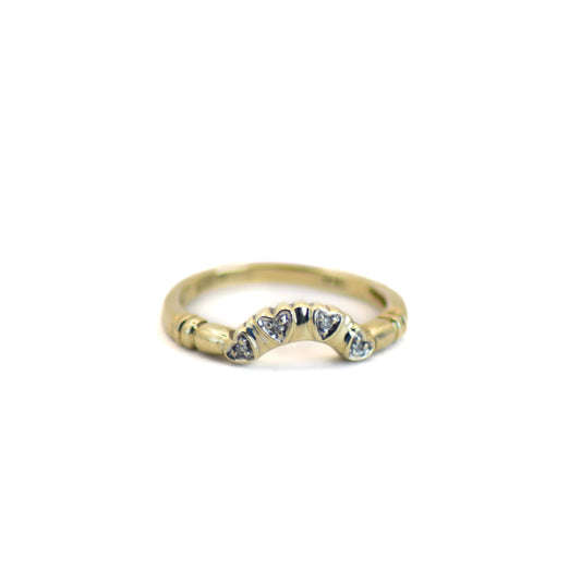 Love heart diamond wishbone 9ct gold ring