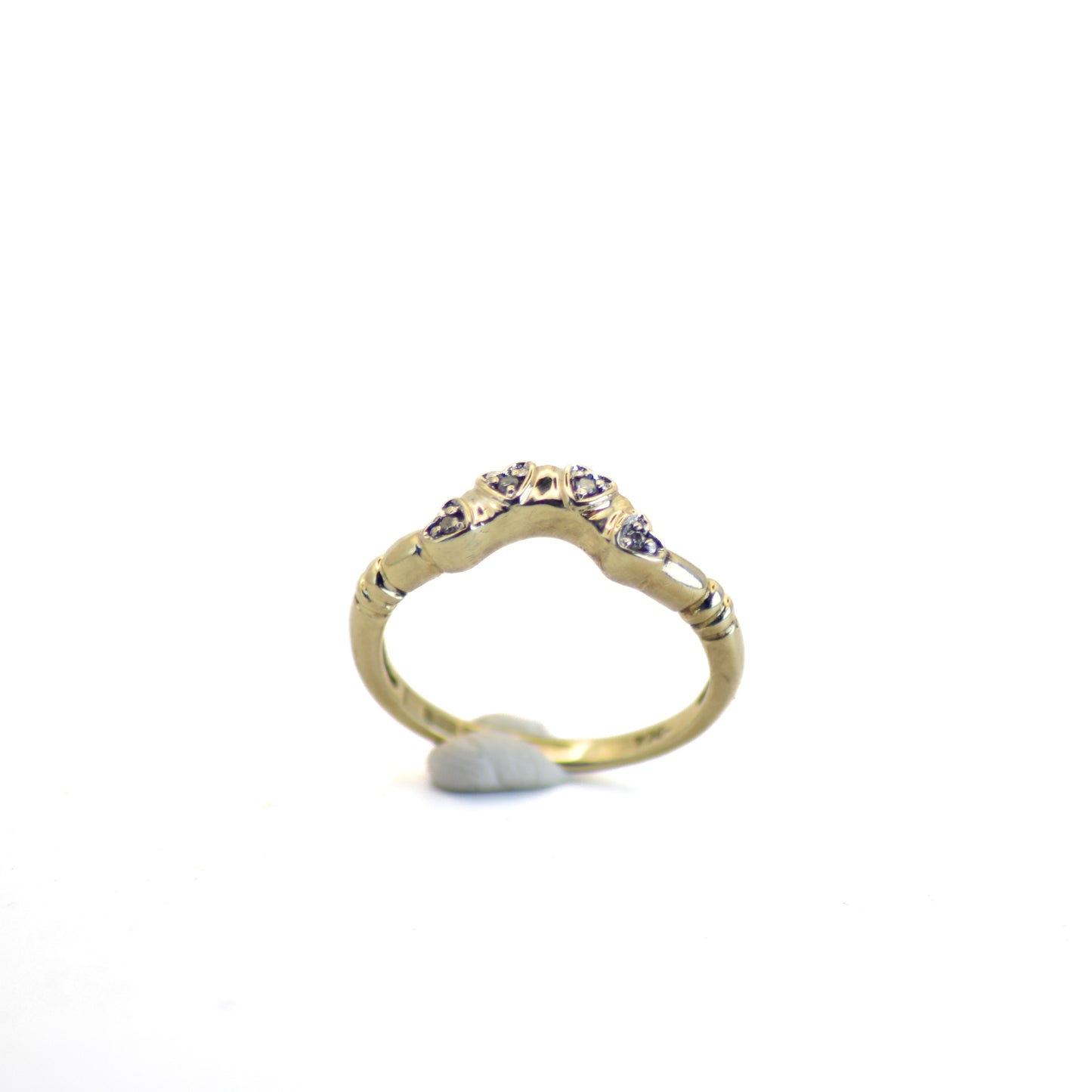 Love heart diamond wishbone 9ct gold ring