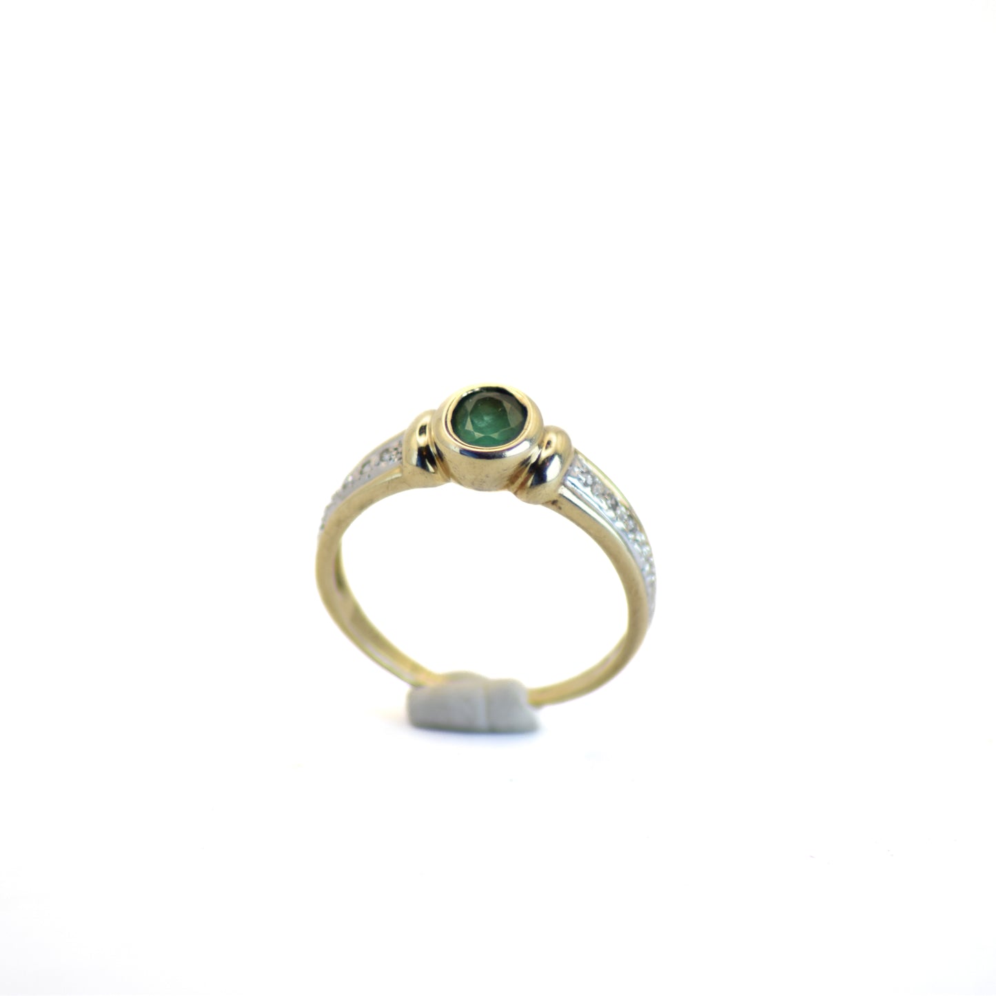 Emerald & diamond 9ct gold ring