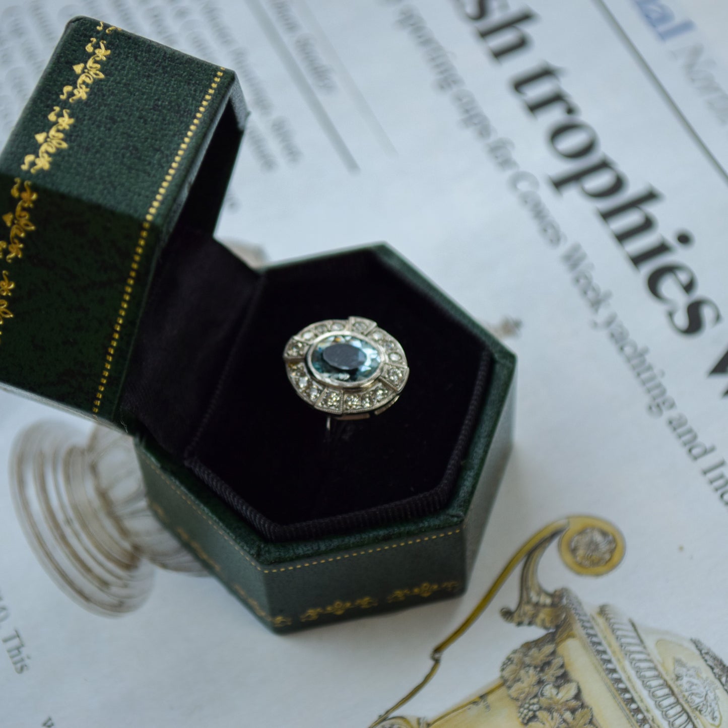 Art deco aquamarine ring