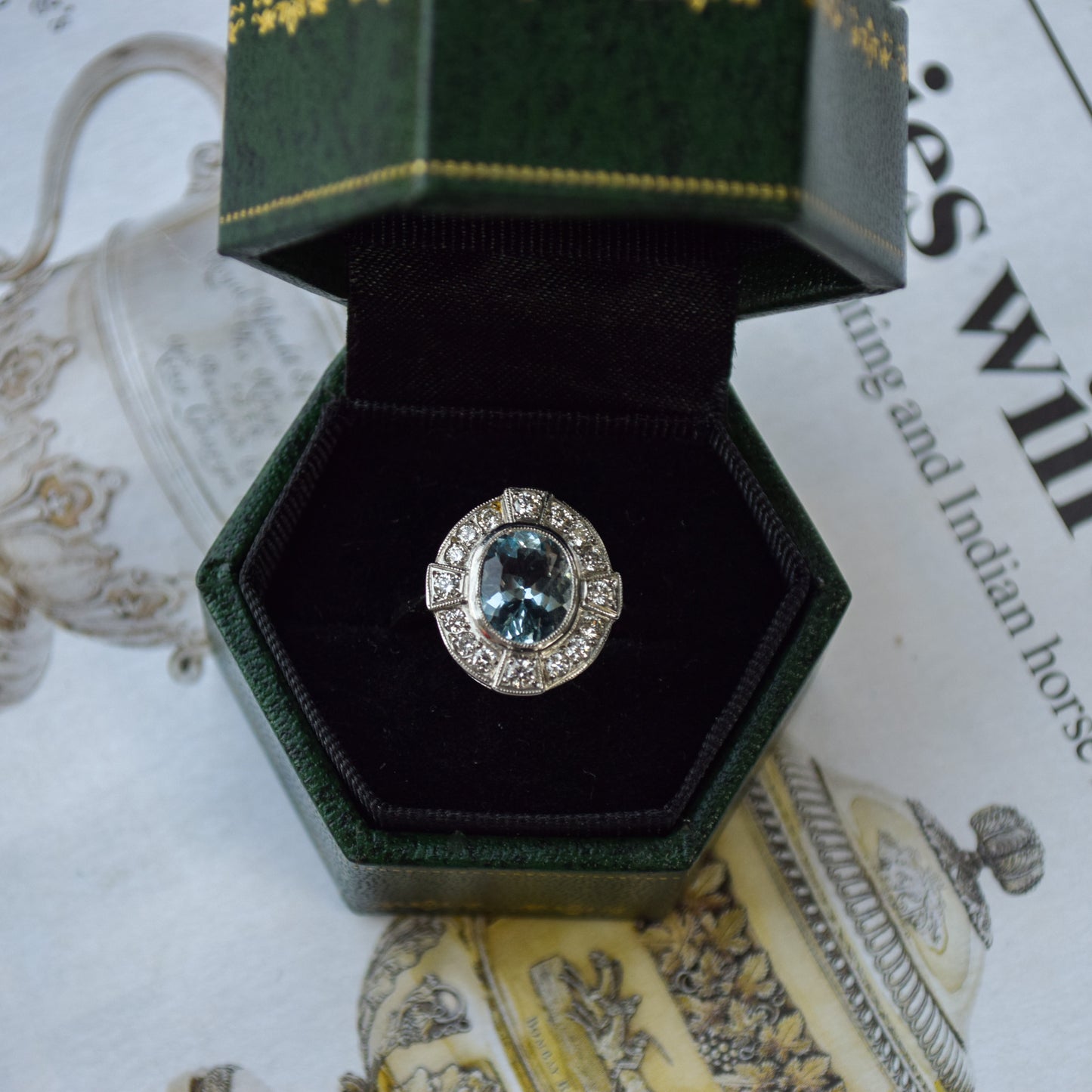 Art deco aquamarine ring