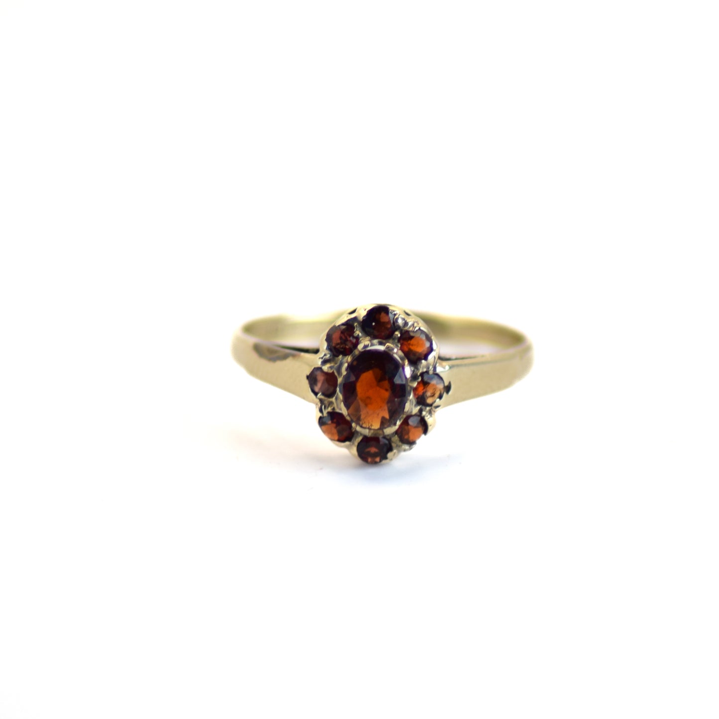 Garnet 9ct gold cluster art deco ring