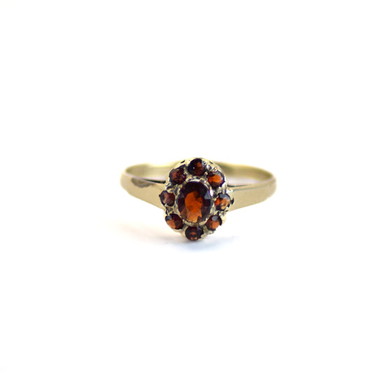 Garnet 9ct gold cluster art deco ring
