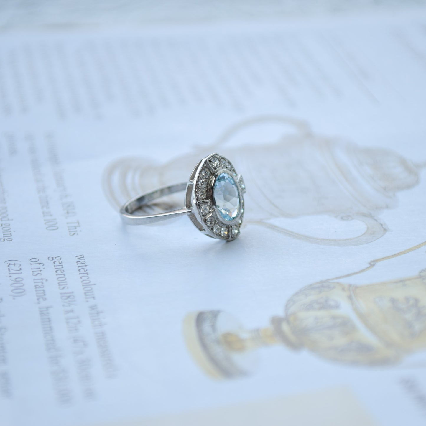 Art deco aquamarine ring