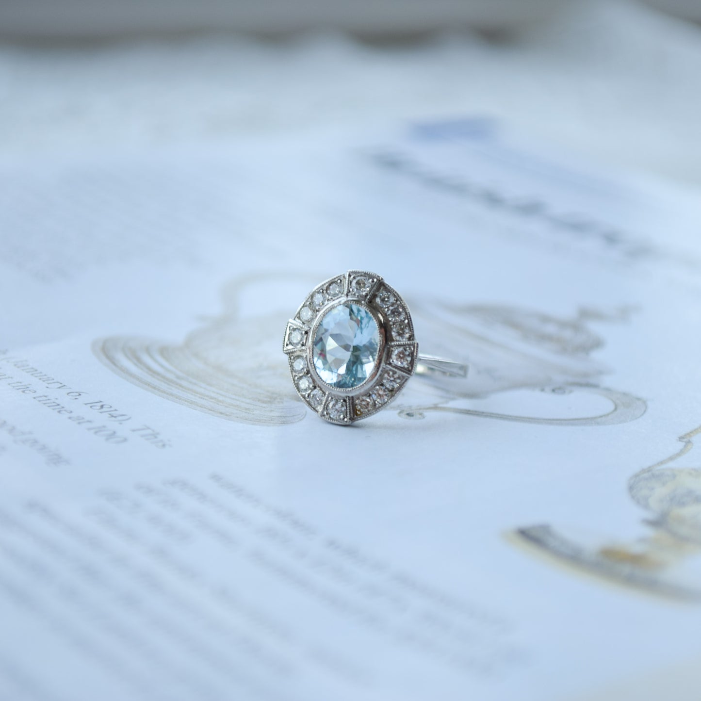 Art deco aquamarine ring