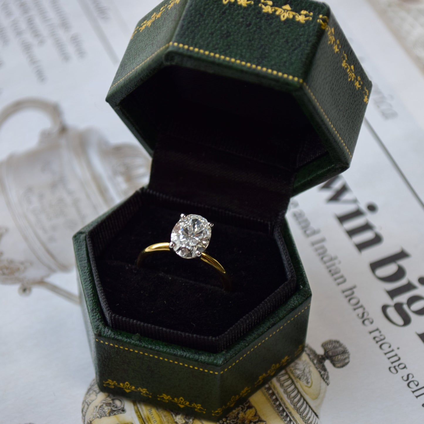 2ct oval diamond ring in 18ct yellow gold