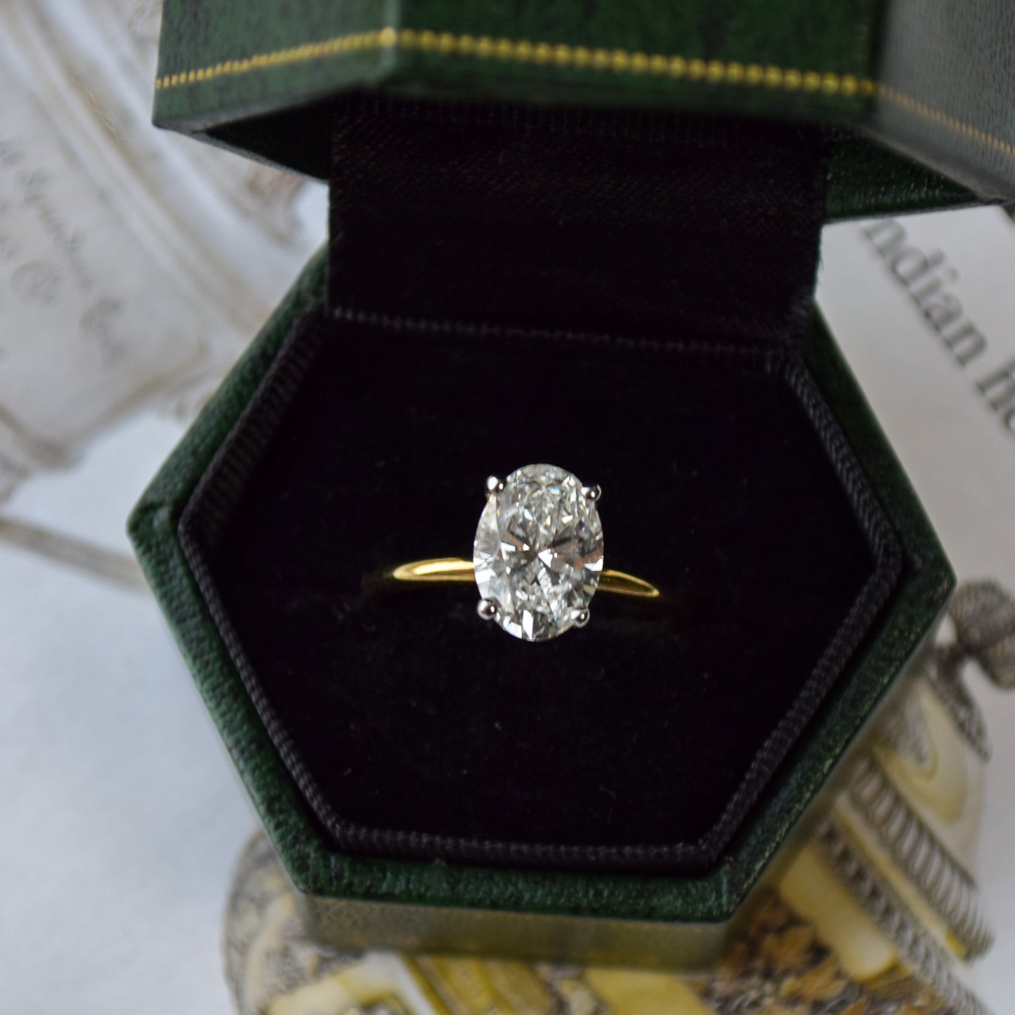 2ct oval diamond ring in 18ct yellow gold