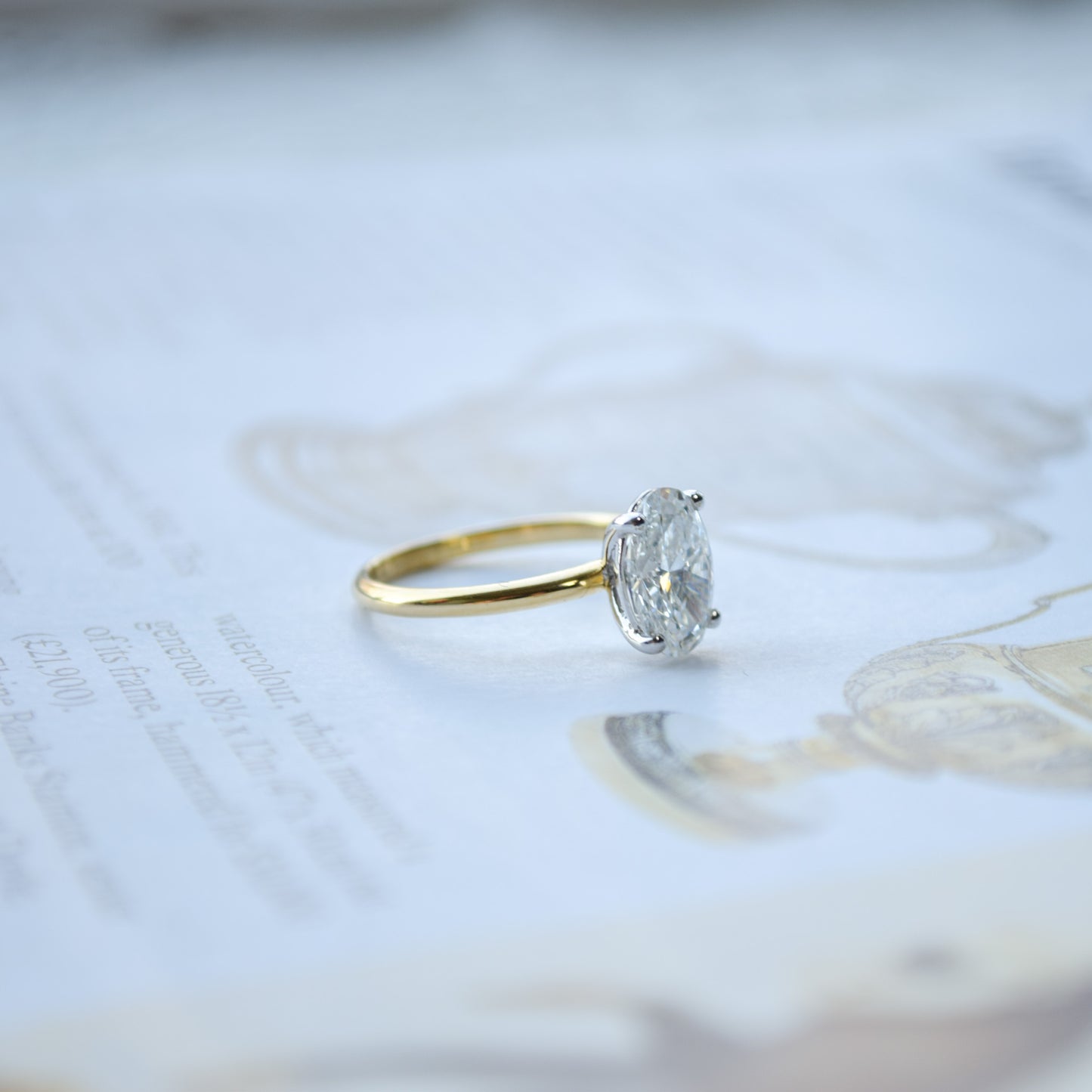 2ct oval diamond ring in 18ct yellow gold