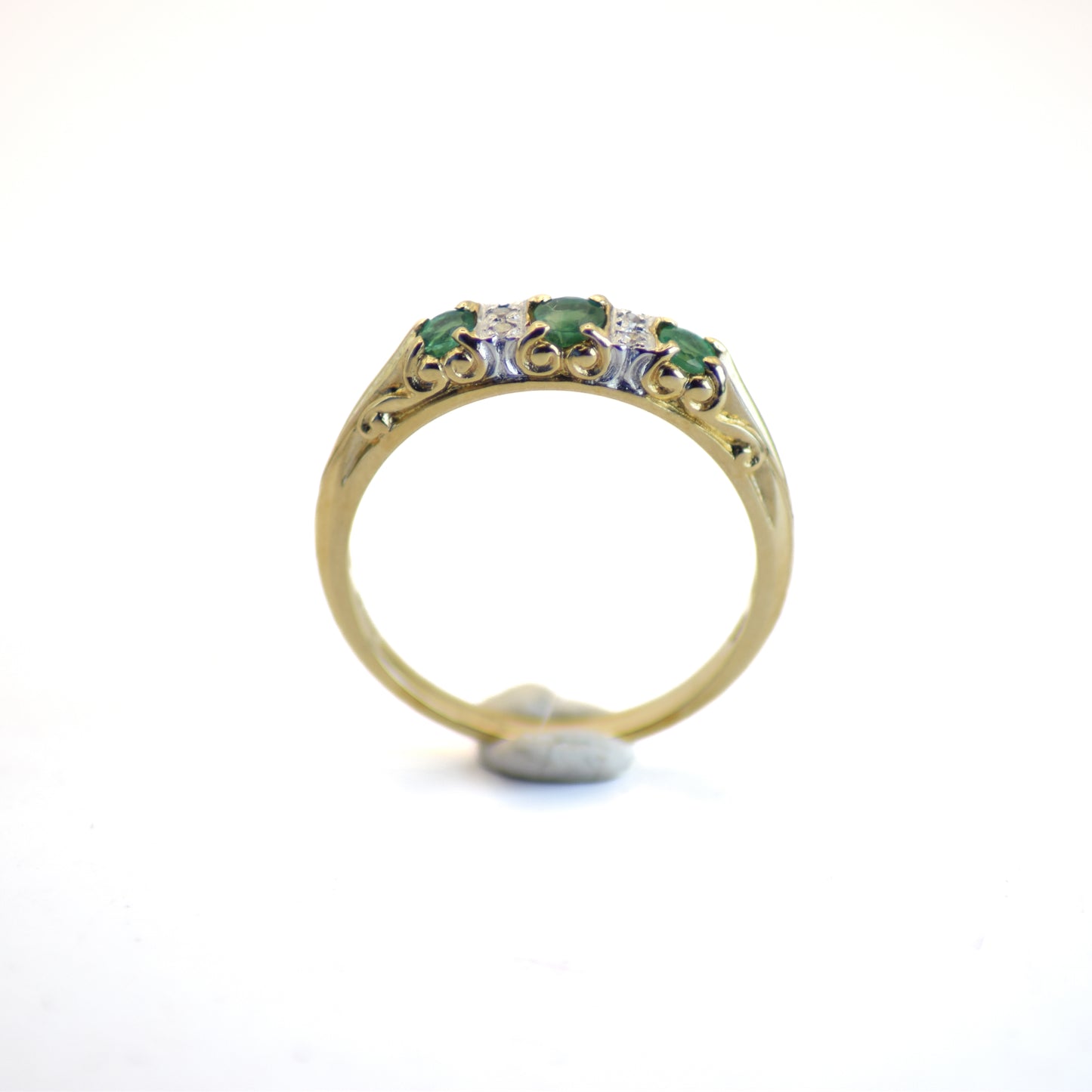 Emerald & diamond Victorian 9ct gold ring