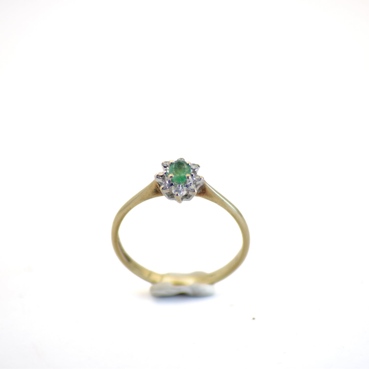 Emerald cluster diamond 9ct gold ring